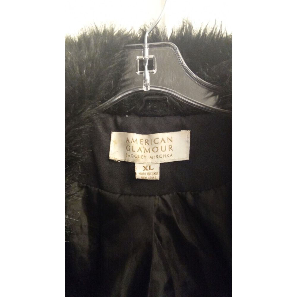 American Glamour Badgley Mischka‎ Faux Fur Jacket Coat Black XL